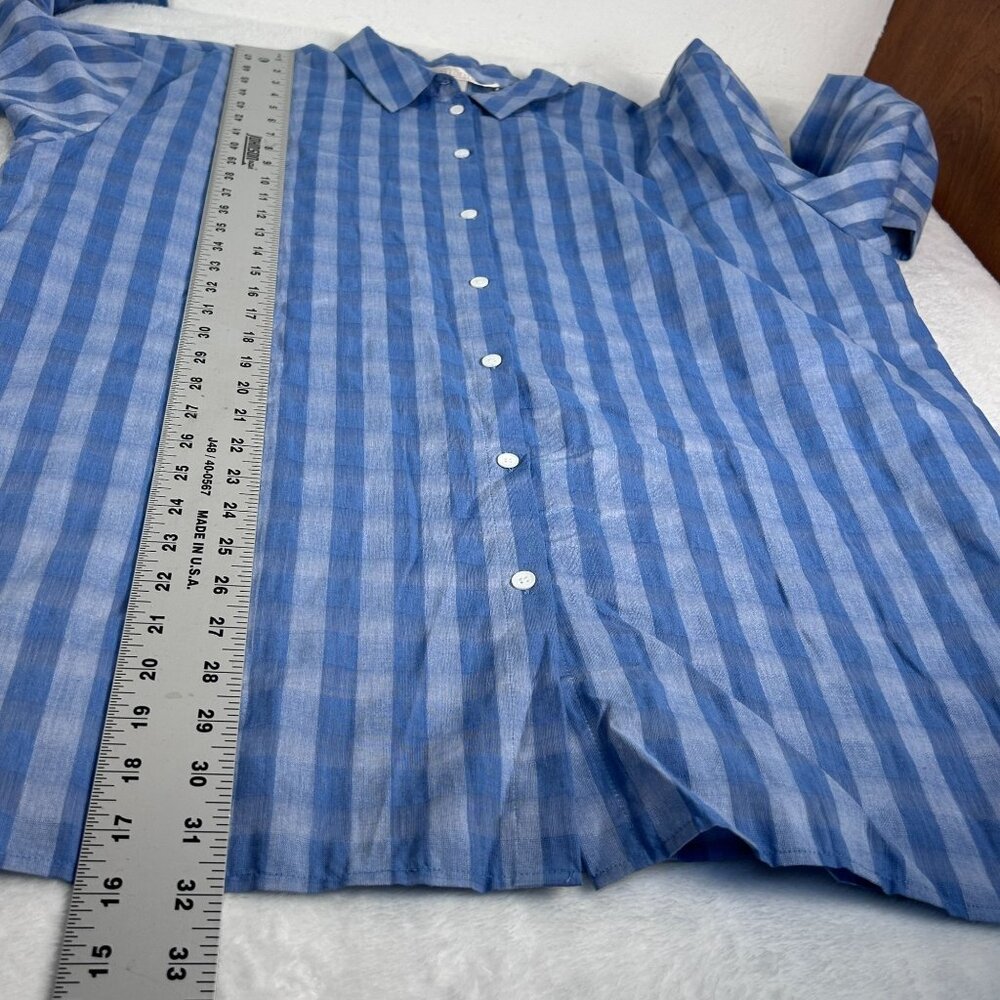 Nordstrom Collection Mens Blue Checkered Button-Up Shirt XL Long Sleeve Cotton - Picture 7 of 7